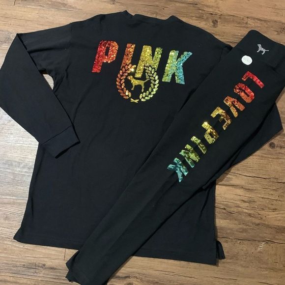 VS PINK OMBRÉ BLING RAINBOW OUTFIT SET L - Picture 1 of 12